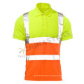 Dual color high visibility polo shirt in breathable bird eye mesh fabric